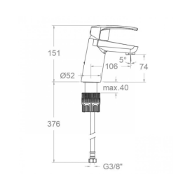 Grifo Lavabo Inclinado New Fly Tool Free S2 Negro